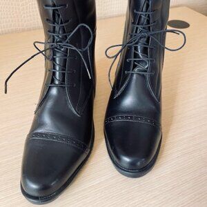 Amazonas Black Leather Lace Pull On Equestrian Riding Boots Size 5
